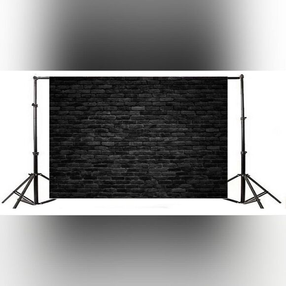 🔸️Black Brick Wall 5x4 ft Vinyl Photography Backdrop - Picture 1 of 3